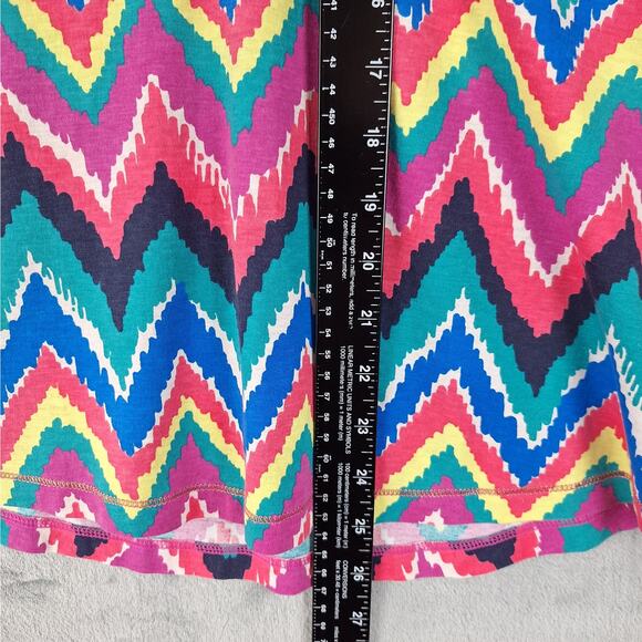 Lilly Pulitzer Top Large Preppy Chevron Stripe Colorful Pima Cotton Artsy Casual - Picture 4 of 6